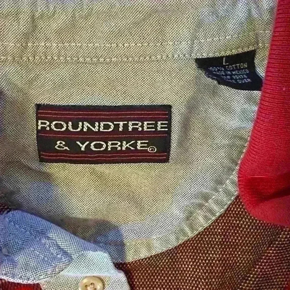 Roundtree & Yorke Men’s L Plaid Long Sleeve Polo Christmas Preppy Holiday Red - Picture 4 of 16